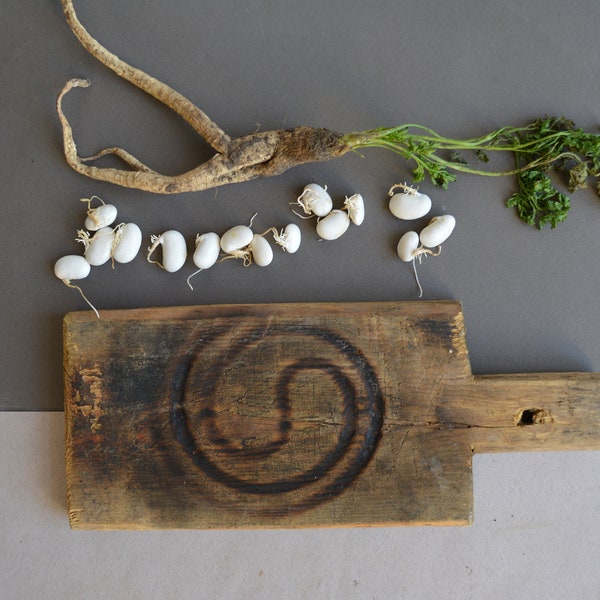 Antique rustic cutting board with food chopper - Bread board - Chopping board - Vintage wooden chopping board - Rustic kitchen decor.