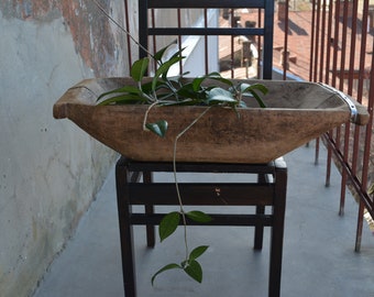 Antique primitive wooden dough bowl - Old bowl - Antique natural wood - Hand carved - Country cottage chic - Rustic home decor.