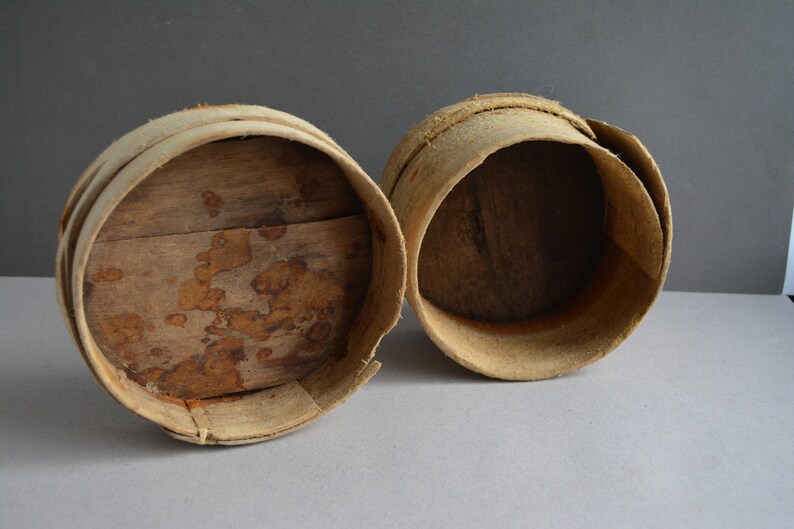 Antique wooden bowl with a lid Rustic vessel Primitives Etsy