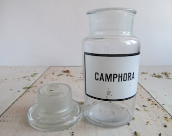 Vintage apothecary bottles - Apothecary jars glass - Original label -  USSR era 50s.