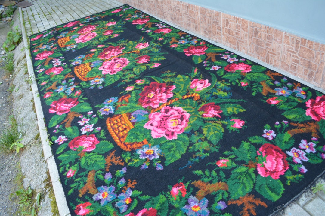 Ukraine Rugs Vintage Handwoven Wool Traditional Ukrainian Rug Carpet - Bessarabian ...
