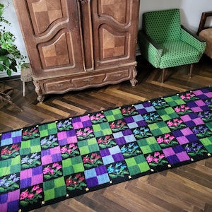 Vintage handwoven wool  rug carpet - Floral kilim -  Bessarabian Moldovan Romania Kilim - Rustic decor - 102&quot;x 36&quot;