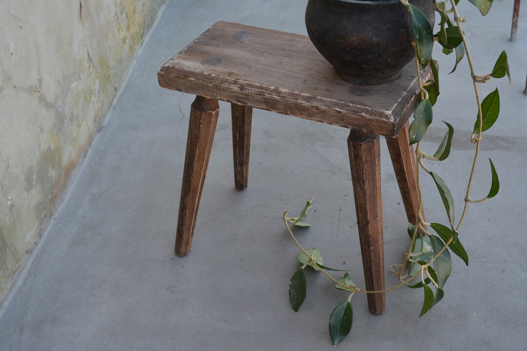 Primitive Handmade Stool - Rustic Farmhouse Seat - Rustic Wooden Bench ...