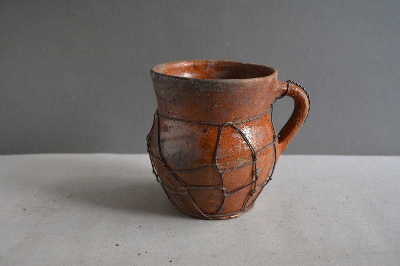 Very old antique ancient clay vessel Rustic bowl Antique clay pitcher Pottery jug Country decor Housewares. image 5