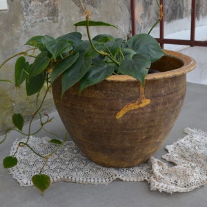 Very old antique ancient clay vessel - Rustic bowl - Antique clay pitcher - Pottery jug - Country decor -  Housewares.