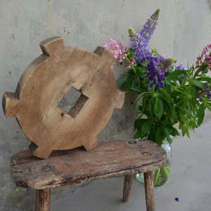 Antique wooden loom - Part of weaving loom 1940&#39;s - Antique spinning wheel -  Hand weaving tool - Primitive tool - Rustic decor .