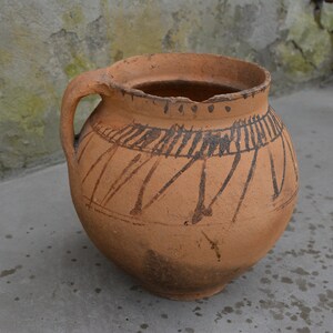 Very old antique ancient clay vessel - Rustic bowl - Antique clay pitcher - Pottery jug - Country decor -  Housewares.