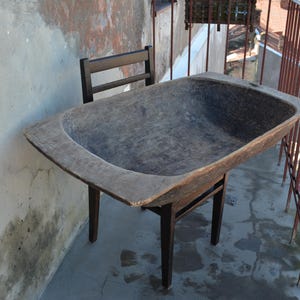 Antique primitive wooden dough bowl - Old bowl - Antique natural wood - Hand carved - Country cottage chic - Rustic home decor.