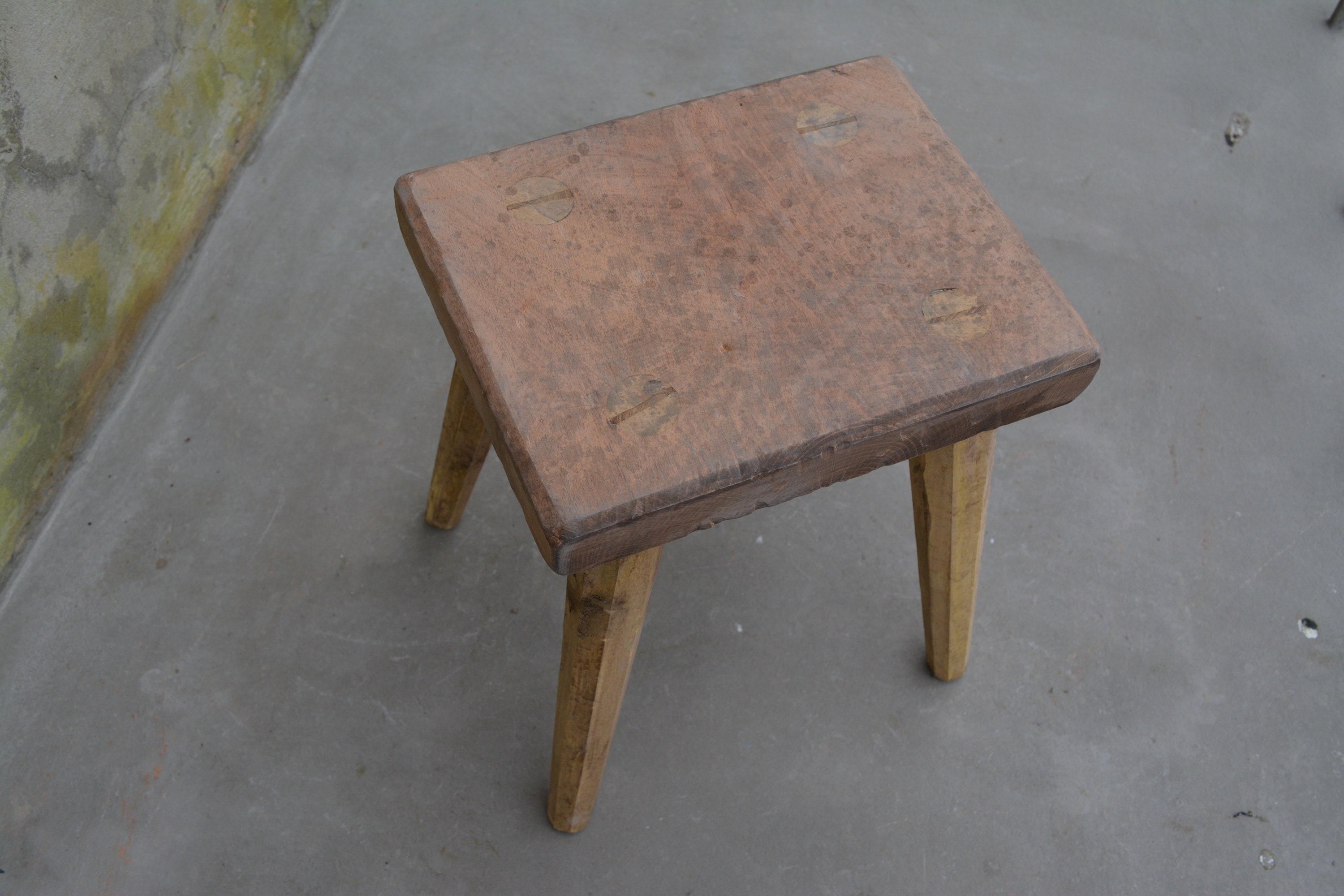 Primitive Handmade Stool - Rustic Farmhouse Seat - Rustic Wooden Bench ...