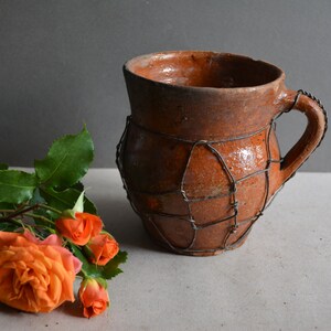 Very old antique ancient clay vessel Rustic bowl Antique clay pitcher Pottery jug Country decor Housewares. image 2