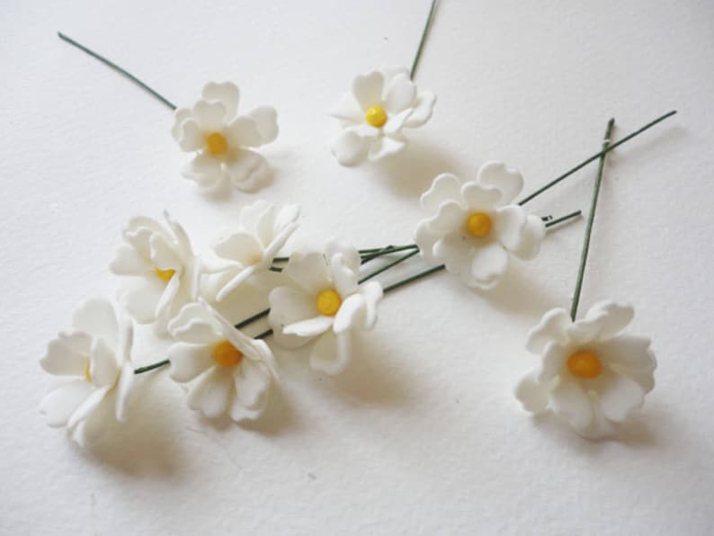 stem flower flower supply flower with wire handmade flower porcelain flower clay flower 5 SPRING FLOWER pastel flower cold porcelain