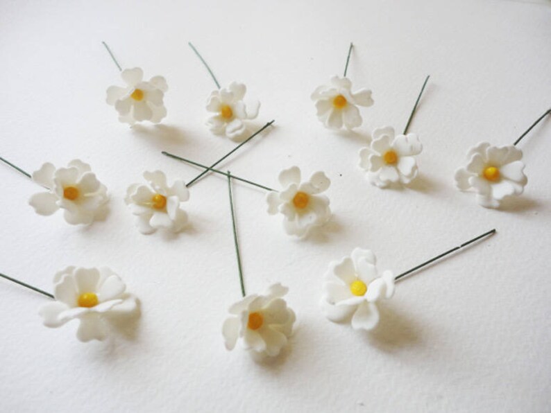 stem flower flower supply flower with wire handmade flower porcelain flower clay flower 5 SPRING FLOWER pastel flower cold porcelain