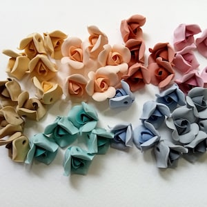 6 EARTHTONE ROSE BEADS, rose bead, clay rose bead, flower bead, handmade flower beads, jewelry rose beads, handmade rose beads, jewelry bead