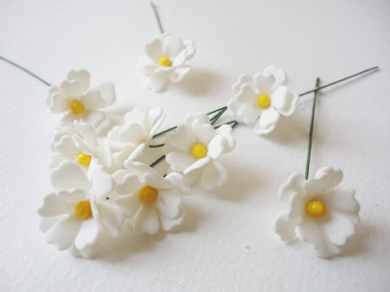 stem flower flower supply flower with wire handmade flower porcelain flower clay flower 5 SPRING FLOWER pastel flower cold porcelain