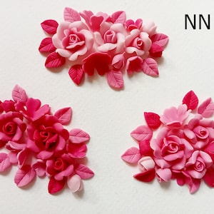 Conjunto de rosas faça você mesmo, conjunto de rosas, rosa de porcelana fria, conjunto de rosas feito à mão, conjunto de rosas para joias, conjunto de rosas de porcelana, conjunto de flores para joias, flores feitas à mão