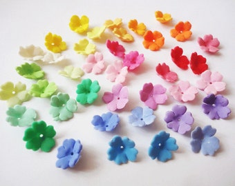 20 BLOOMING FLOWER BEADS, pastel flower beads, porcelain flower beads, jewelry flowers, flower cap, handmade flower beads, clay flower beads