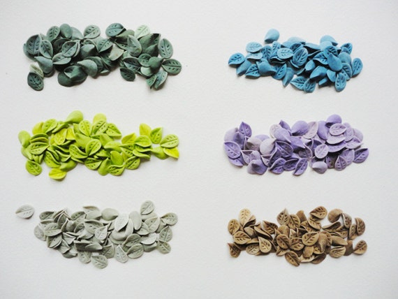 15 LEAVES #L2, 1 X 1.2 Cm, Cold Porcelain Leaf, Clay Leaf  display picture 1