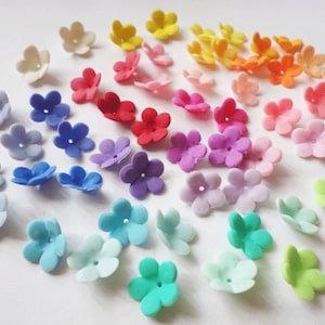 20 SPRING FLOWER BEADS, pastel flower beads, porcelain flower beads, jewelry flowers, flower cap, handmade flower beads, clay flower beads