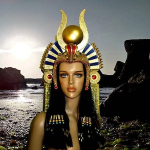 Egyptian Fantasy Headpiece,  Crown, Cleopatra Headpiece, Burning man, Fantasy Fest, Halloween Costume, Miami Costume shop