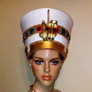 Egyptian Crown, Nefertiti hat, Burning man costume, Halloween Costume, Theatrical Costume, Fantasy Fest, Rave Festival.