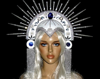 Halo Winter Queen Headpiece,  Burning Man costume, Halloween Costume, Theatrical Costume, Miami Costume shop.