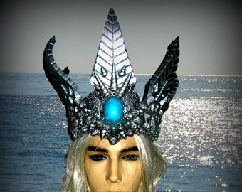Poseidon Headpiece Silver,  Burning man, Halloween costume, Fantasy Fest, Theatrical Costumes, Miami Costume Shop