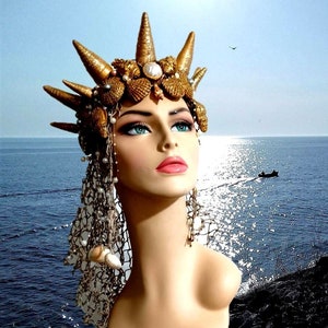 Mermaid Queen , READY TO SHIP, Mermaid hat, Mermaid Crown,Burning man, Miami Costume, Dance wear, Halloween Costume.