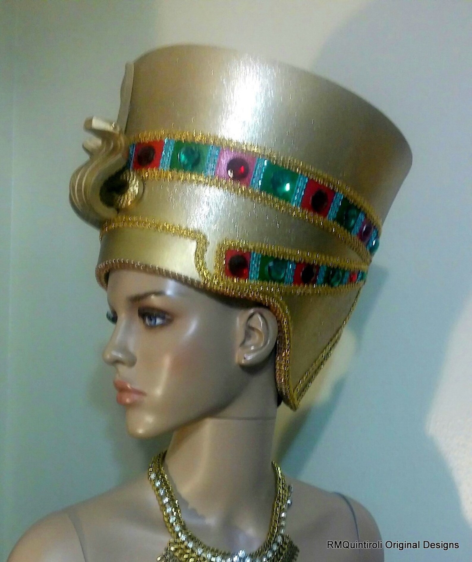 Nefertiti Gold Egyptian Crown Gold Egyptian Hat Halloween Etsy