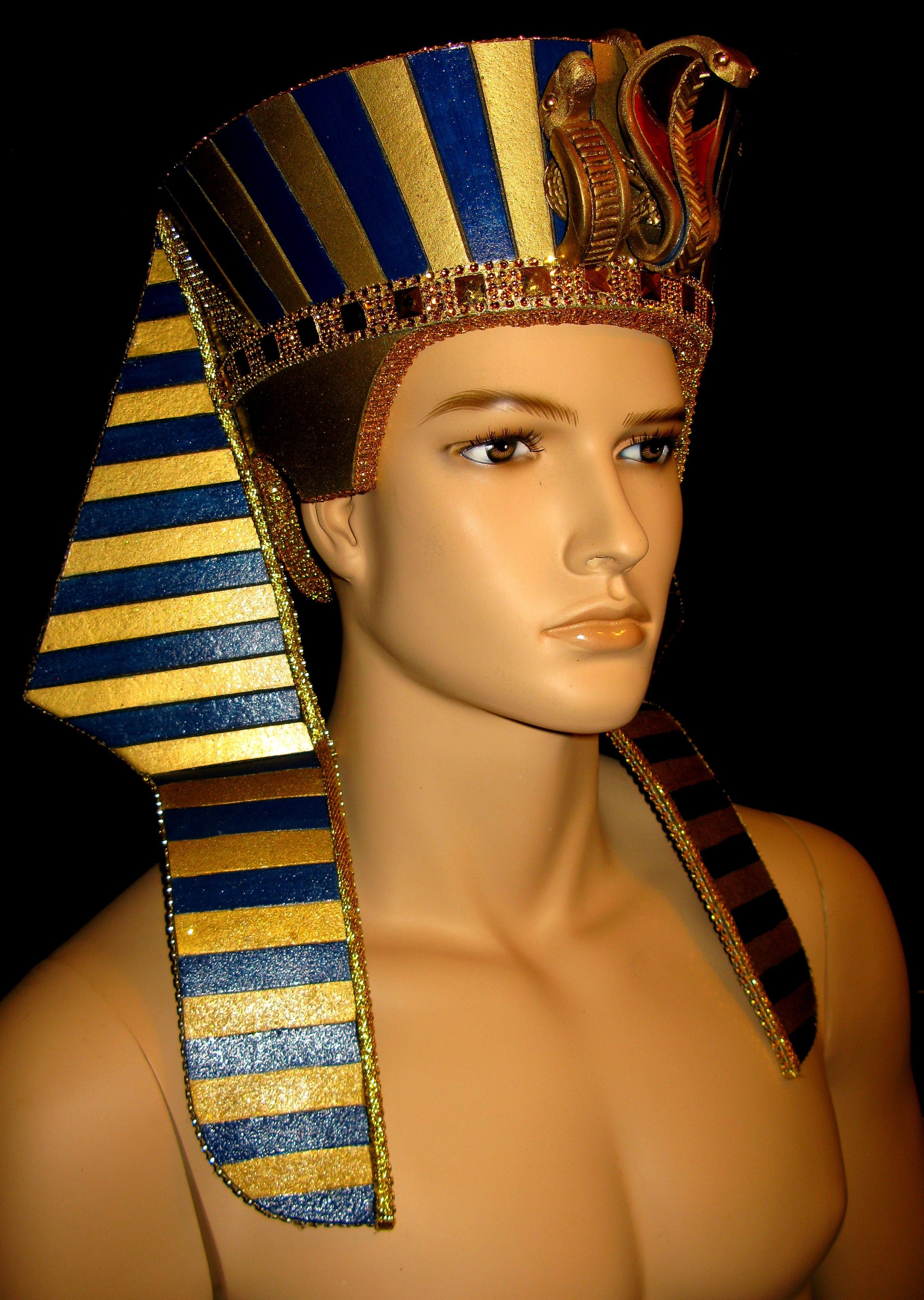Cappello Faraone Egiziano - Accessorio Costume Tutankhamon Per Feste E Carnevale - Foto 10