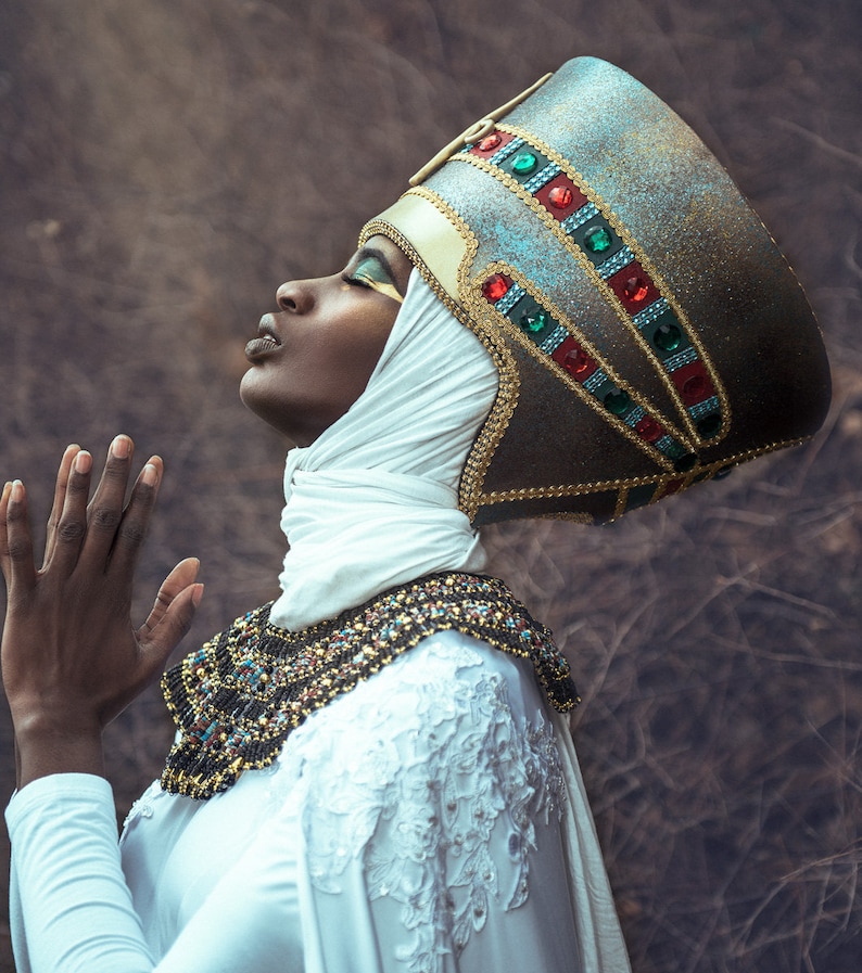 Nefertiti Headdress MADE TO ORDER Egyptian Headdress Etsy
