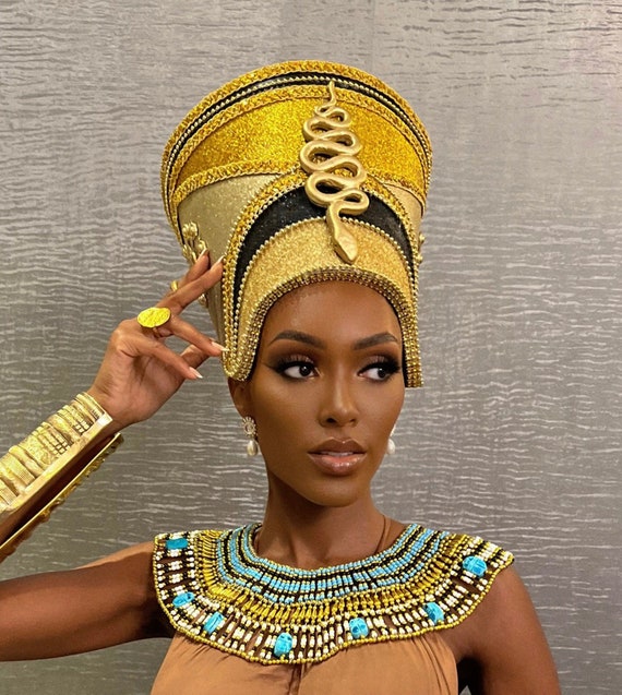 Nefertiti Gold Fantasy, Headdress, Egyptian Crown, Burning Man