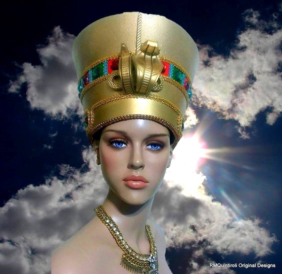 Nefertiti Gold, Egyptian Crown Gold, Halloween Costume, Fantasy