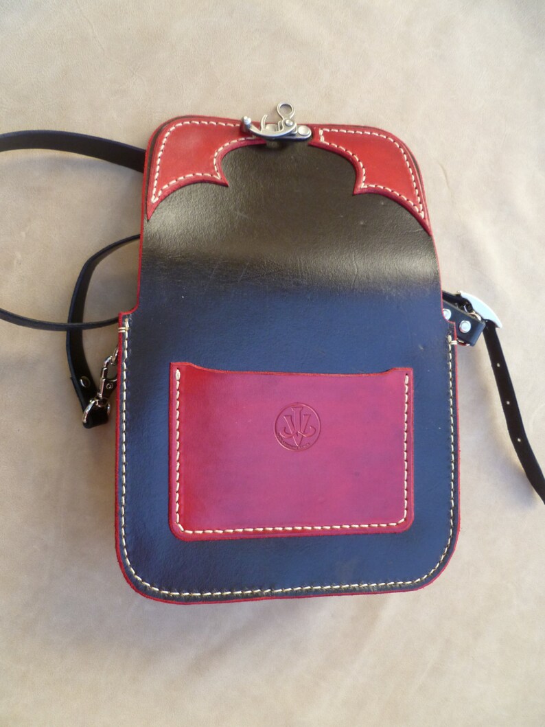 Hand Stitched Molded Leather Cross Body Saddle Bag Red and Etsy