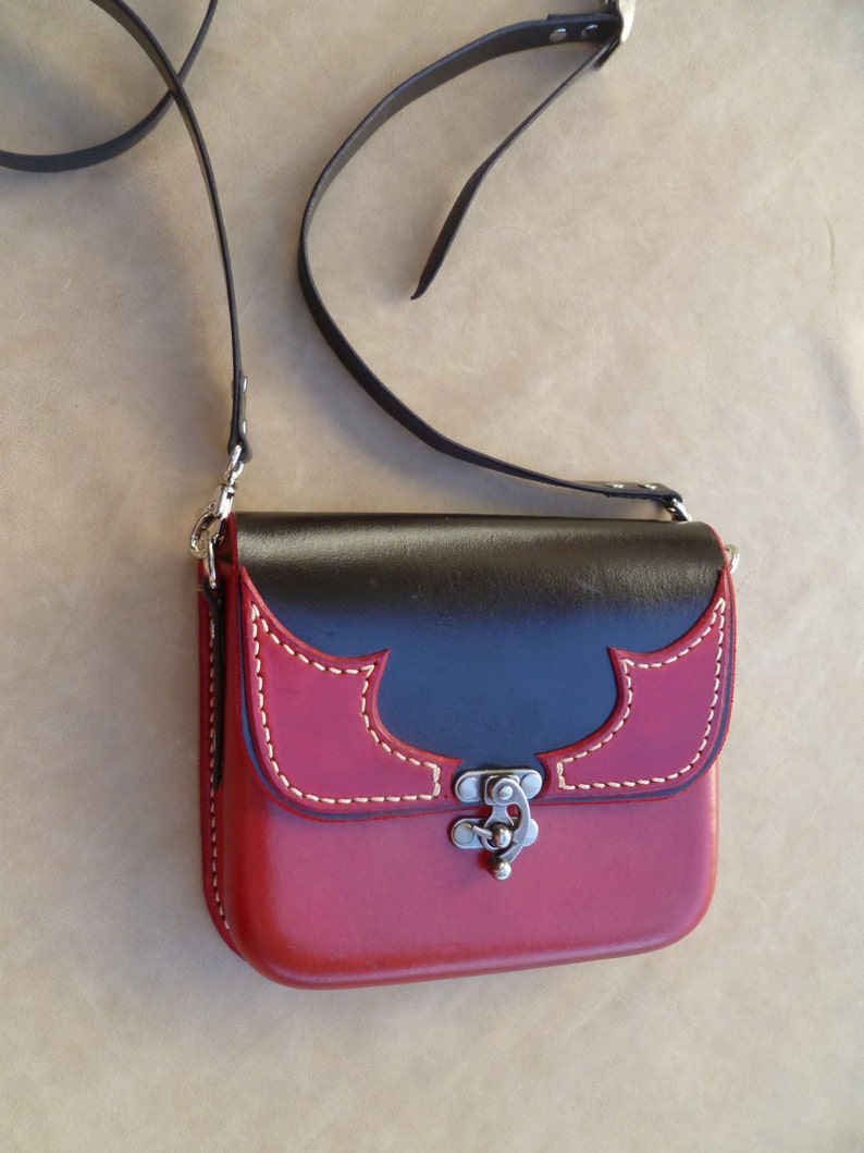 Hand Stitched Molded Leather Cross Body Saddle Bag Red and Etsy