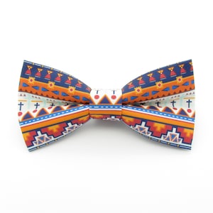 Aztec Patterned Bowtie - Bright Geometric | Mens Bowtie | Burnt Orange | Crazy Bowties | Fun Formal | Wedding Bowtie | Cruise Formal |