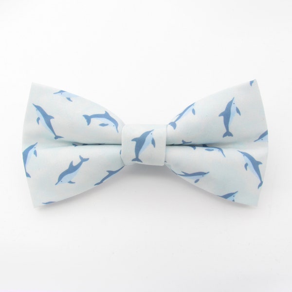Dolphin Bowtie - Light Blue Dolphin Pattern | Bottlenose Dolphins | Animal Bowtie | Bird Bowties | Mens Bowties | Boys Bowties |