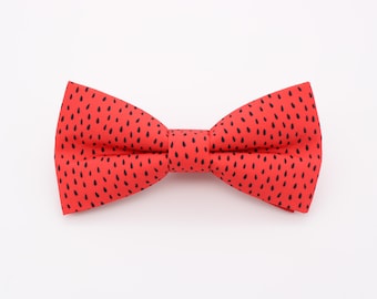 Red Strawberry Seed Print Bowtie - Fruit Lover Gift for Him | Handmade Berry-Inspired Bow Tie | Summer Wedding
