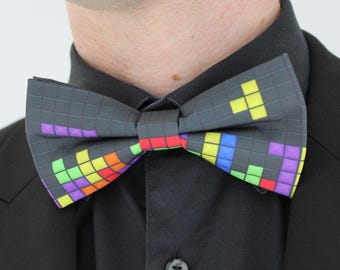 Retro Game Bowtie - Block Game Puzzle Bowtie | Gamer Nerd Bowties | Men's and Boys Bowtie | Fun bowtie by Stranger Ties