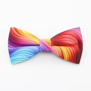 Rainbow Wave Bowtie - Ocean Psychedelic Wave Bowtie | Blue Red Orange | Motion Bowties | Pride Bowties | Bright