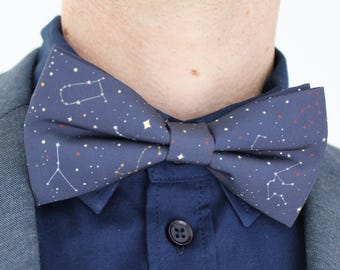 Constellation Patterned Bowtie Set - Starry Bowtie | Night Sky | Navy Blue Bowtie | Unusual Bowtie | Deep Blue Space Bowties