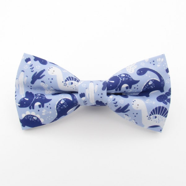 Blue Dinosaur Bowtie - Cute Dinosaurs | Men's Bowties | Boys Bowties | Blue and White | Cactus | Baby Bowtie |