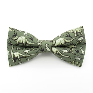 Green Dinosaur Bowtie Set - Fossil Pattern | Green Dinosaurs | Mens Bowties | Prehistoric Bowties | T-rex | Baby Bowtie | Eucalyptus