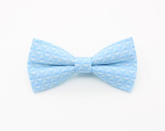 Sky Blue Geometric Bowtie - Modern Pattern Formal Gift | Handmade Light Blue Bow Tie | Minimal Wedding Accessory | Contemporary Style
