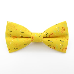 Vibrant Yellow Party Bowtie & Faux Pocket Square - Coloured Confetti Bowtie | Sunshine Yellow Bowtie | Crazy Bowties | Bright Bold |