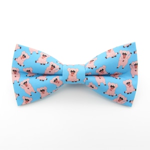Conjunto de pajaritas de cerdito rosa juguetón: Cerditos de dibujos animados, pajarita azul y rosa, pajarita divertida, pajarita de granja, pajarita de animal, gemelos de cerdito