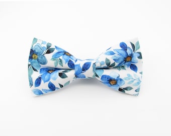 Blue Floral Bowtie - Watercolour Flowers | Blue and White Bowtie | Spring Wedding | Elegant Bowtie | Grooms Bowtie |