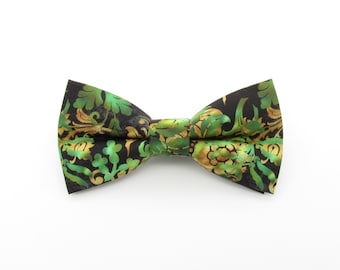 Gold Green and Black Floral Jungle Bowtie - Spring Bowtie | Prom Bowtie | Bright Summer | Elegant Bowtie | Formal | Wedding Bowtie | Groom