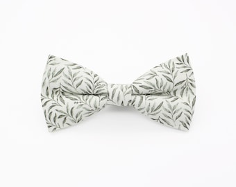Sage Green Leaf Print Bowtie - Botanical Wedding Accessory | Handmade Eucalyptus Bow Tie | Rustic Garden Style | Nature Lover Gift