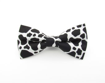 Cow Print Bowtie Set - Animal Pattern Bowtie | Black & White | Mens Bowties | Quirky Bowties | Boys Bowties | Fun bowtie by Stranger Ties