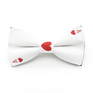 Juego de pajaritas de as de corazones - Cartas / Gemelos de naipes / Hombre / Pajarita de póker / Juego de pajaritas de boda / Corazón rojo / Escalera real / Crucero